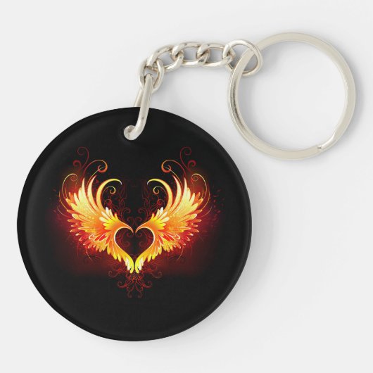 Angel Fire Heart met Wings Sleutelhanger (Achterkant)