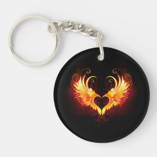 Angel Fire Heart met Wings Sleutelhanger