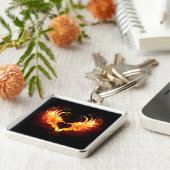 Angel Fire Heart met Wings Sleutelhanger (Zijkant)