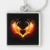 Angel Fire Heart met Wings Sleutelhanger (Voorkant)