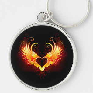 Angel Fire Heart met Wings Sleutelhanger