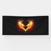 Angel Fire Heart met Wings Spandoek (Horizontaal)