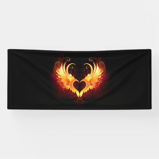 Angel Fire Heart met Wings Spandoek (Horizontaal)