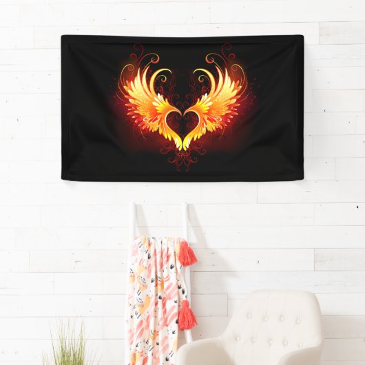 Angel Fire Heart met Wings Spandoek (Insitu)