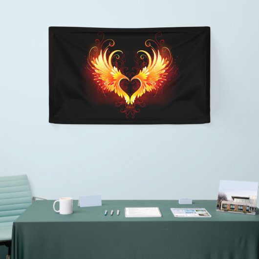 Angel Fire Heart met Wings Spandoek (Beurs)