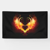 Angel Fire Heart met Wings Spandoek (Horizontaal)