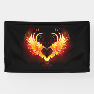 Angel Fire Heart met Wings Spandoek