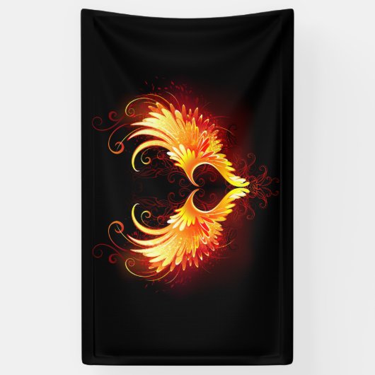 Angel Fire Heart met Wings Spandoek (Verticaal)
