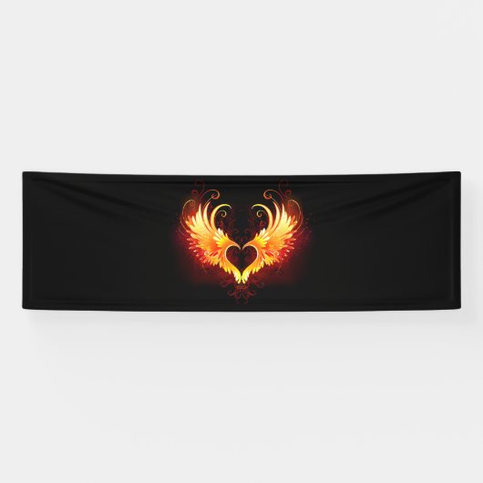 Angel Fire Heart met Wings Spandoek (Horizontaal)