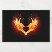 Angel Fire Heart met Wings Sparkling Wijnetiket (Enkel label)