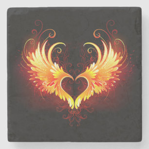 Angel Fire Heart met Wings Stenen Onderzetter