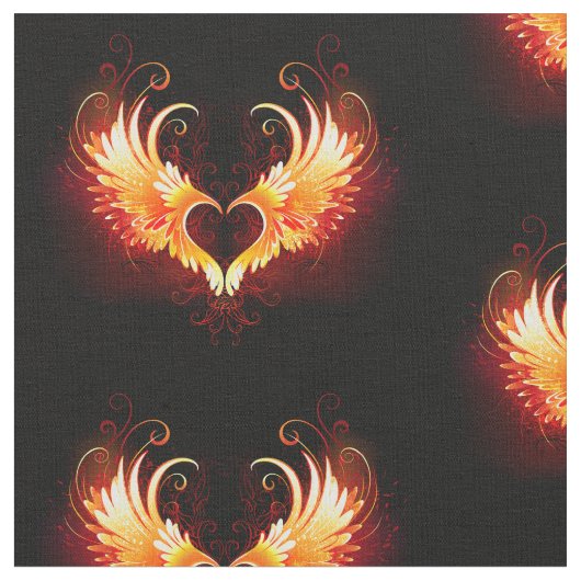 Angel Fire Heart met Wings Stof (Close Up)