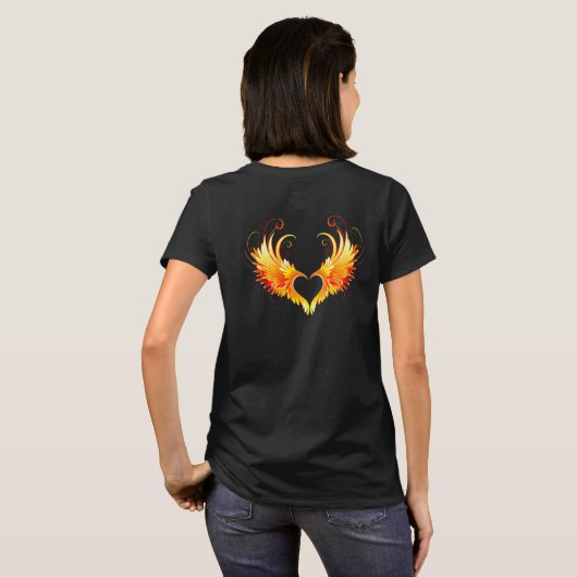 Angel Fire Heart met Wings T-shirt (Achterkant volledig)