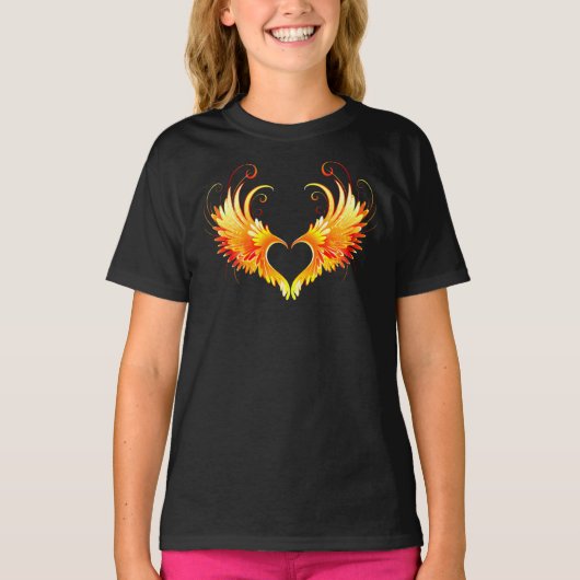 Angel Fire Heart met Wings T-shirt (Voorkant)