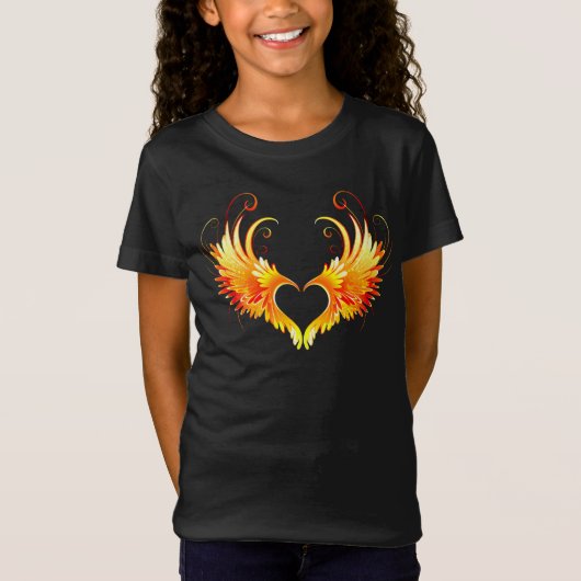 Angel Fire Heart met Wings T-shirt (Voorkant)