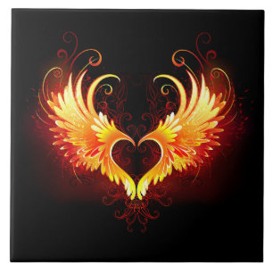Angel Fire Heart met Wings Tegeltje