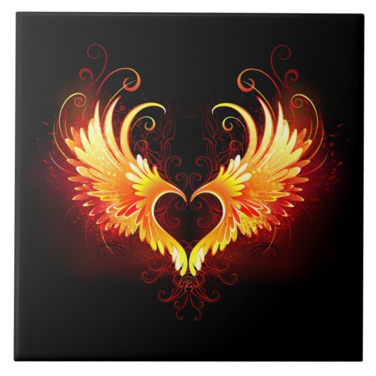 Angel Fire Heart met Wings Tegeltje (Voorkant)