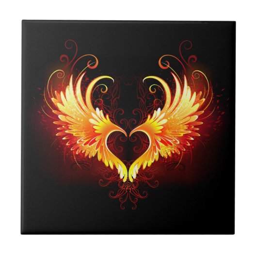 Angel Fire Heart met Wings Tegeltje (Voorkant)