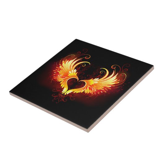 Angel Fire Heart met Wings Tegeltje (Zijkant)