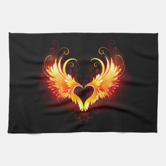 Angel Fire Heart met Wings Theedoek (Horizontaal)