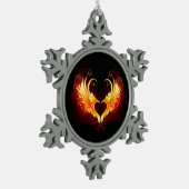 Angel Fire Heart met Wings Tin Sneeuwvlok Ornament (Links)