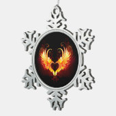 Angel Fire Heart met Wings Tin Sneeuwvlok Ornament (Rechts)
