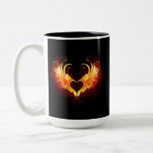 Angel Fire Heart met Wings Tweekleurige Koffiemok (Links)