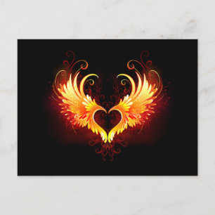 Angel Fire Heart met Wings Uitnodiging Briefkaart