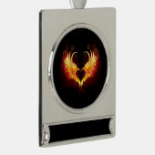 Angel Fire Heart met Wings Verzilverd Banner Ornament (Rechts)