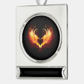 Angel Fire Heart met Wings Verzilverd Banner Ornament (Links)