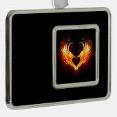 Angel Fire Heart met Wings Verzilverd Omlijst Ornament (Rechts)