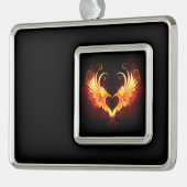 Angel Fire Heart met Wings Verzilverd Omlijst Ornament (Links)