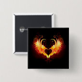 Angel Fire Heart met Wings Vierkante Button 5,1 Cm (Voorkant /achterkant)