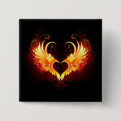 Angel Fire Heart met Wings Vierkante Button 5,1 Cm (Voorkant)