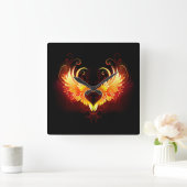 Angel Fire Heart met Wings Vierkante Klok (Huis)