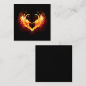Angel Fire Heart met Wings Vierkante Visitekaartje (Voorkant / Achterkant)