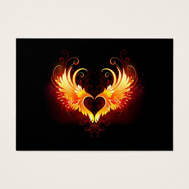 Angel Fire Heart met Wings Visitekaartje (Voorkant)