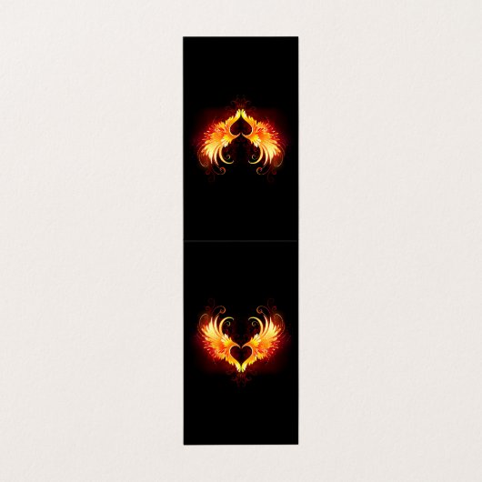 Angel Fire Heart met Wings Visitekaartje (Buitenkant ongevouwen)