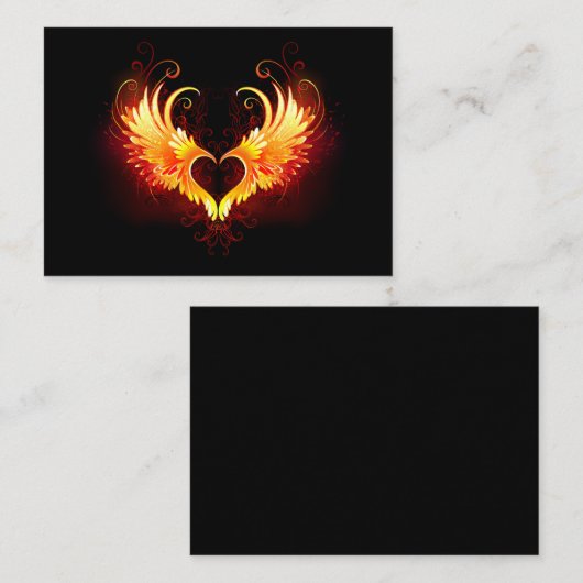 Angel Fire Heart met Wings Visitekaartje (Voorkant / Achterkant)