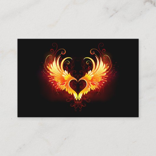 Angel Fire Heart met Wings Visitekaartje (Voorkant)