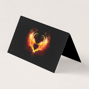 Angel Fire Heart met Wings Visitekaartje