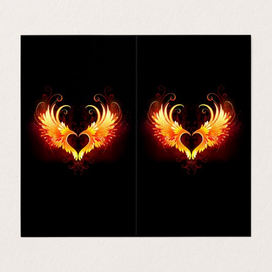 Angel Fire Heart met Wings Visitekaartje (Buitenkant ongevouwen)