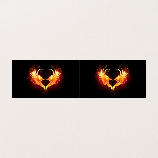 Angel Fire Heart met Wings Visitekaartje (Buitenkant ongevouwen)