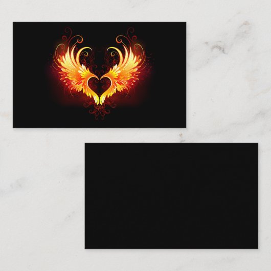 Angel Fire Heart met Wings Visitekaartje (Voorkant / Achterkant)