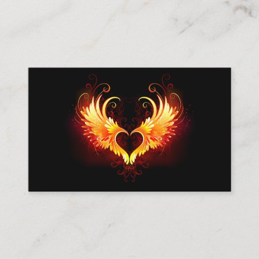 Angel Fire Heart met Wings Visitekaartje (Voorkant)