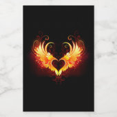 Angel Fire Heart met Wings Voedselcontainer Etiket (Enkel label)
