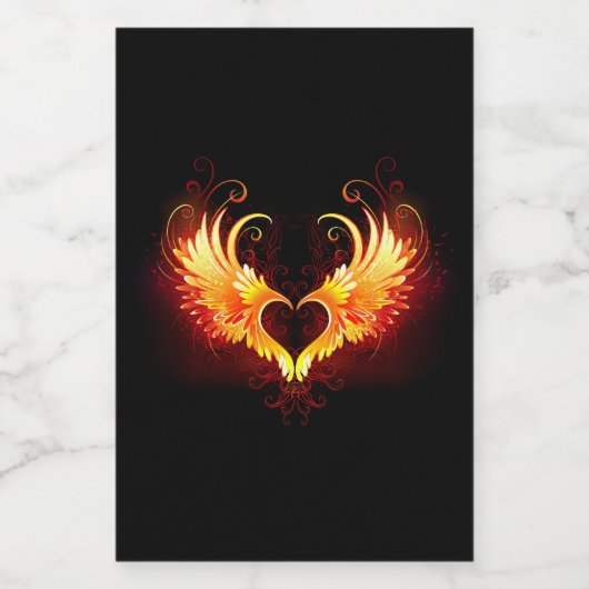 Angel Fire Heart met Wings Voedselcontainer Etiket (Enkel label)