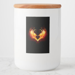 Angel Fire Heart met Wings Voedselcontainer Etiket