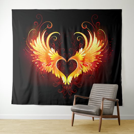 Angel Fire Heart met Wings Wandkleed (In Situ (horizontaal))