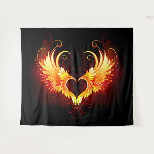Angel Fire Heart met Wings Wandkleed (Voorkant (horizontaal))
